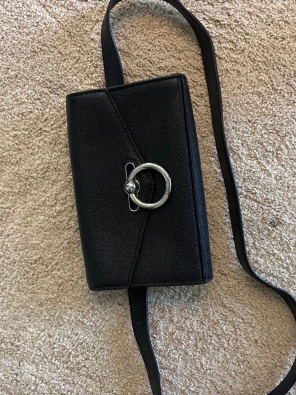 Rebecca Minkoff Black Leather Belt Bag Ring Hardware